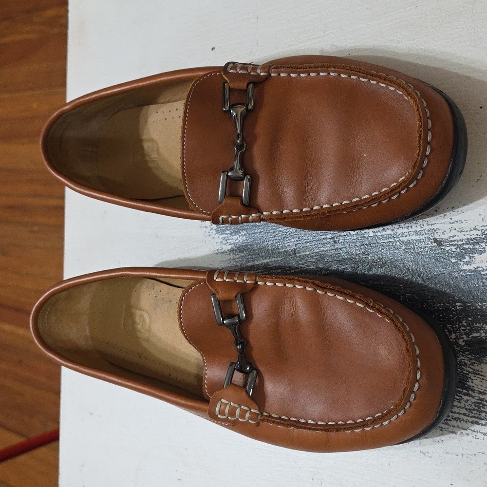 Foot Joy Men's Brown Faux? Leather Loafers Bridle Bit Accent Sz 9 GUC - Picture 13 of 14